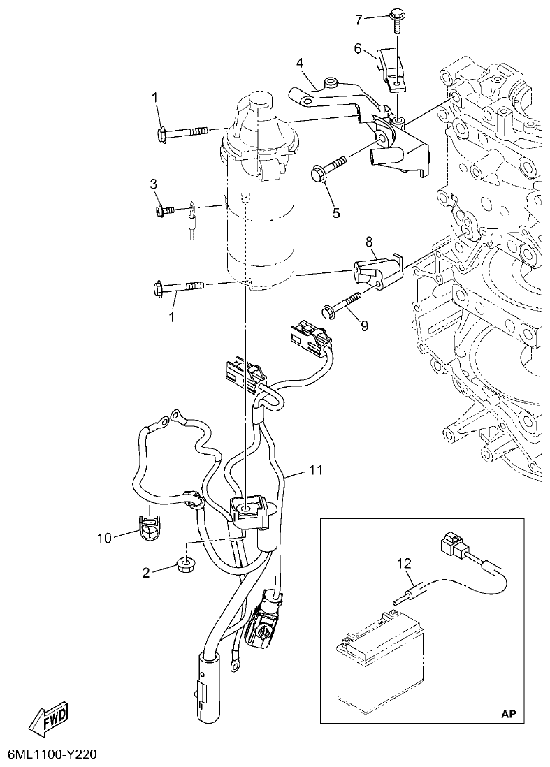 Yamaha F350BST, FL350BST ELECTRICAL 5 parts diagram